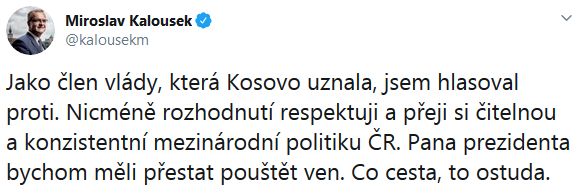 Miroslav Kalousek kritizuje prezidenta Miloše Zemana